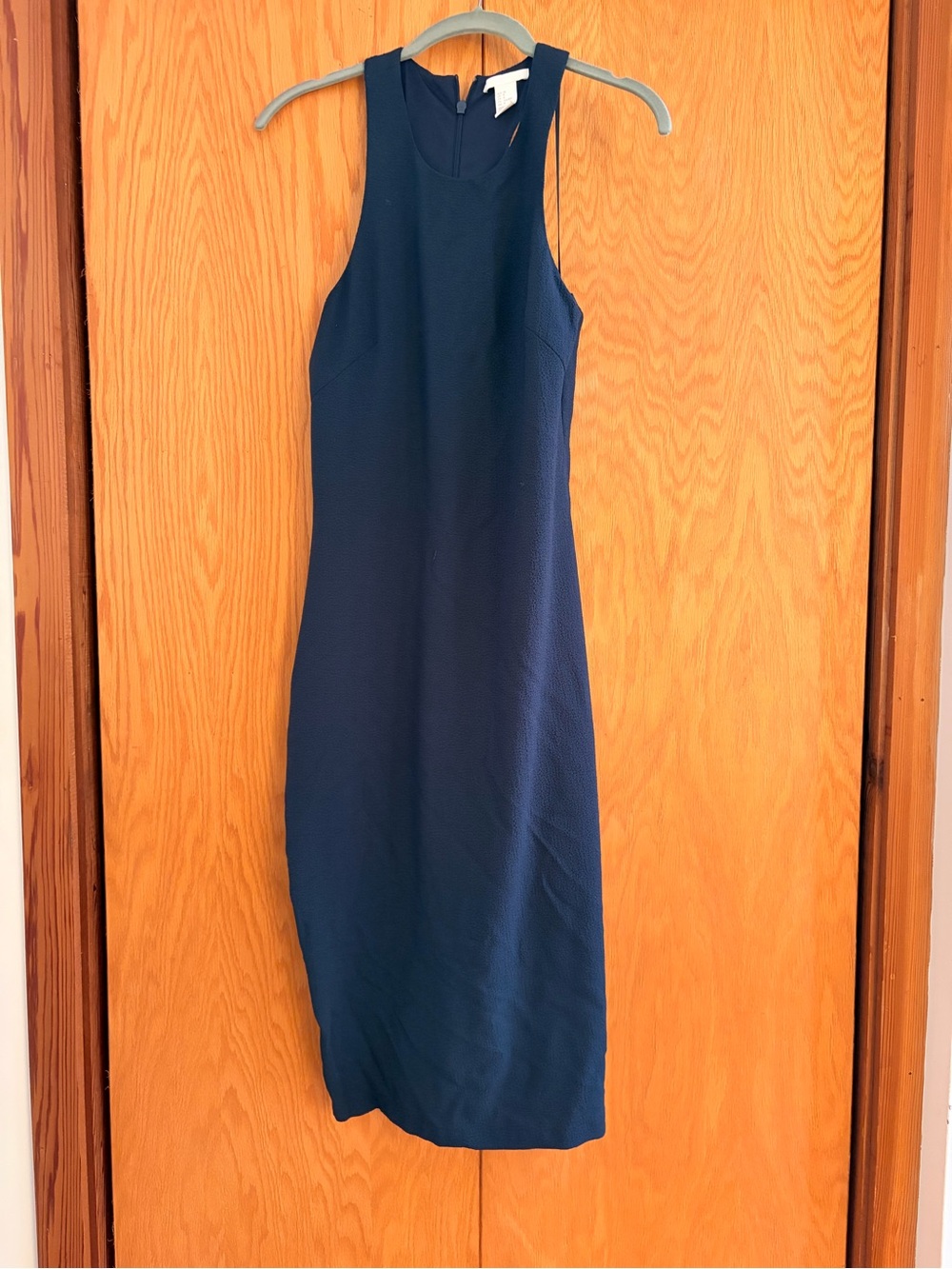 H&M Dark Navy High-Neck Sleeveless Midi Dress